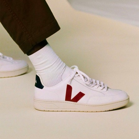 Baskets VEJA V-12 Leather Extra White Marsala Nautico