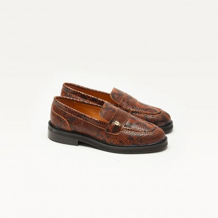 Mocassins ODAJE Marjorie Cuir Python Marron