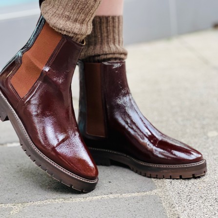 Boots RIVECOUR N°501 Cuir Vernie Marron 